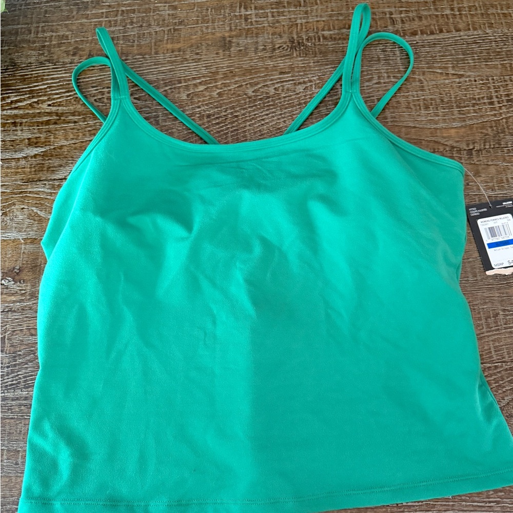 Women’s Kelly Green Spaghetti Strap Athletic Tank Top workout.